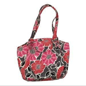 Vera Bradley Retired Cherry Blossom Pink Red Black Purse Hand Bag Floral EUC